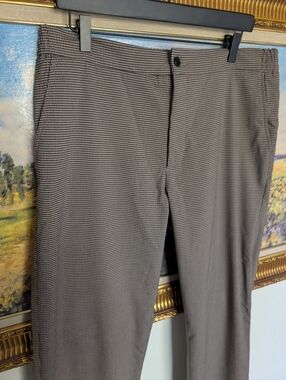 Ted Baker Elastic Waist Micro Houndstooth Chinos in Brown and Black 36x31